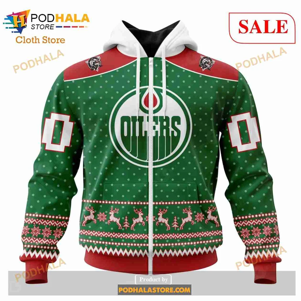 Festive Edmonton Oilers All Over Print Hoodie, Cheerful Holiday Design With Reindeer And Snowflakes Festive Edmonton Oilers All Over Print Hoodie, Cheerful Holiday Design With Reindeer And Snowflakes