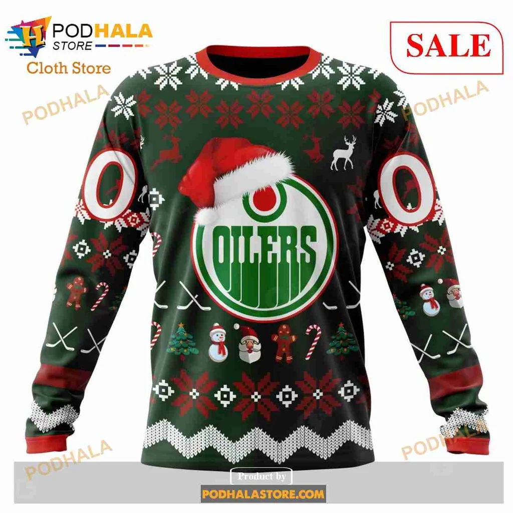 Festive Edmonton Oilers 3D Print Hoodie With Holiday Motifs And Cheerful Design Festive Edmonton Oilers 3D Print Hoodie With Holiday Motifs And Cheerful Design