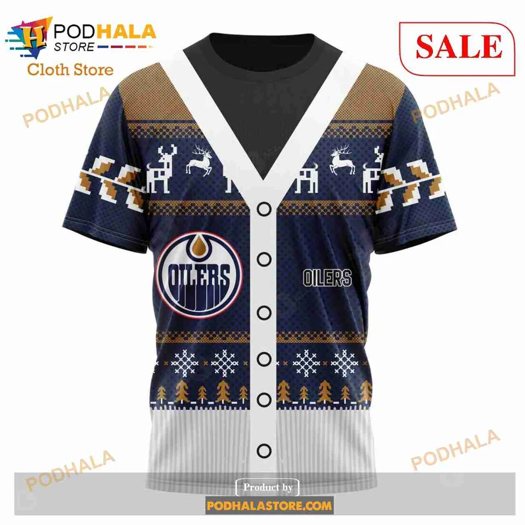Festive Edmonton Oilers 3d Hoodie With Holiday Sweater Design - Product View 6 Festive Edmonton Oilers 3d Hoodie With Holiday Sweater Design - Product View 6