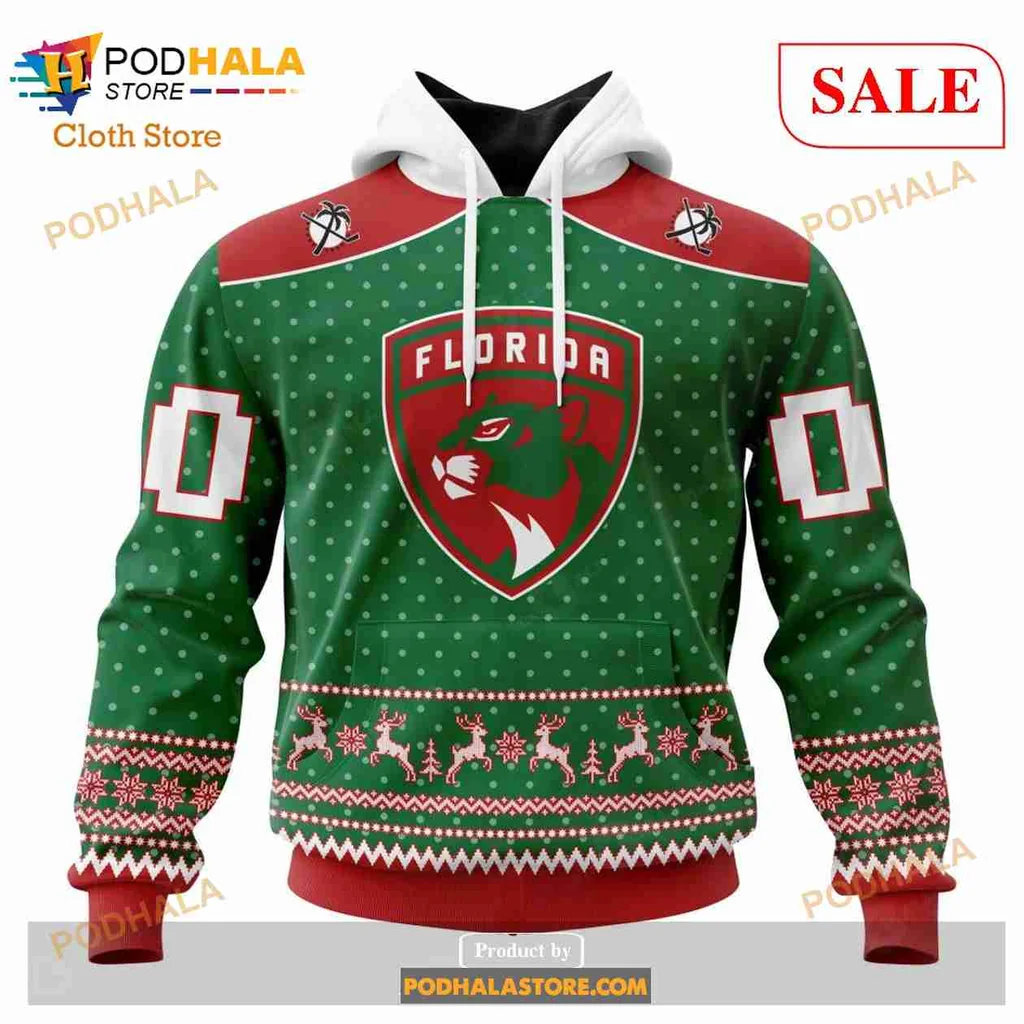 Festive Florida Panthers 3d Hoodie With Christmas Panther Design