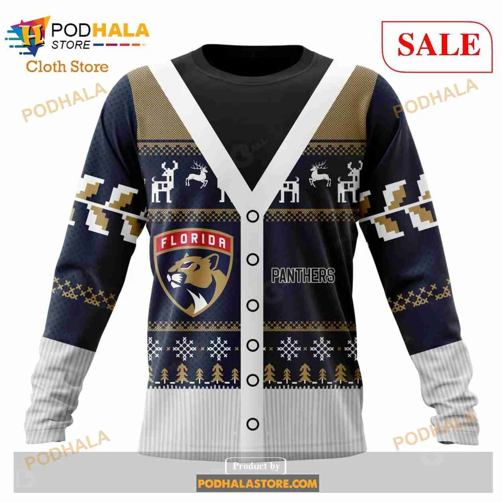 Festive Florida Panthers 3D Print Hoodie With Holiday Design Elements Festive Florida Panthers 3D Print Hoodie With Holiday Design Elements