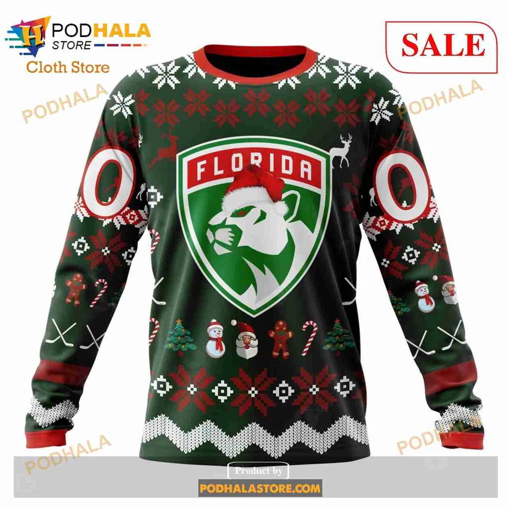 Festive Florida Panthers 3D Print Hoodie With Holiday Design Elements Festive Florida Panthers 3D Print Hoodie With Holiday Design Elements