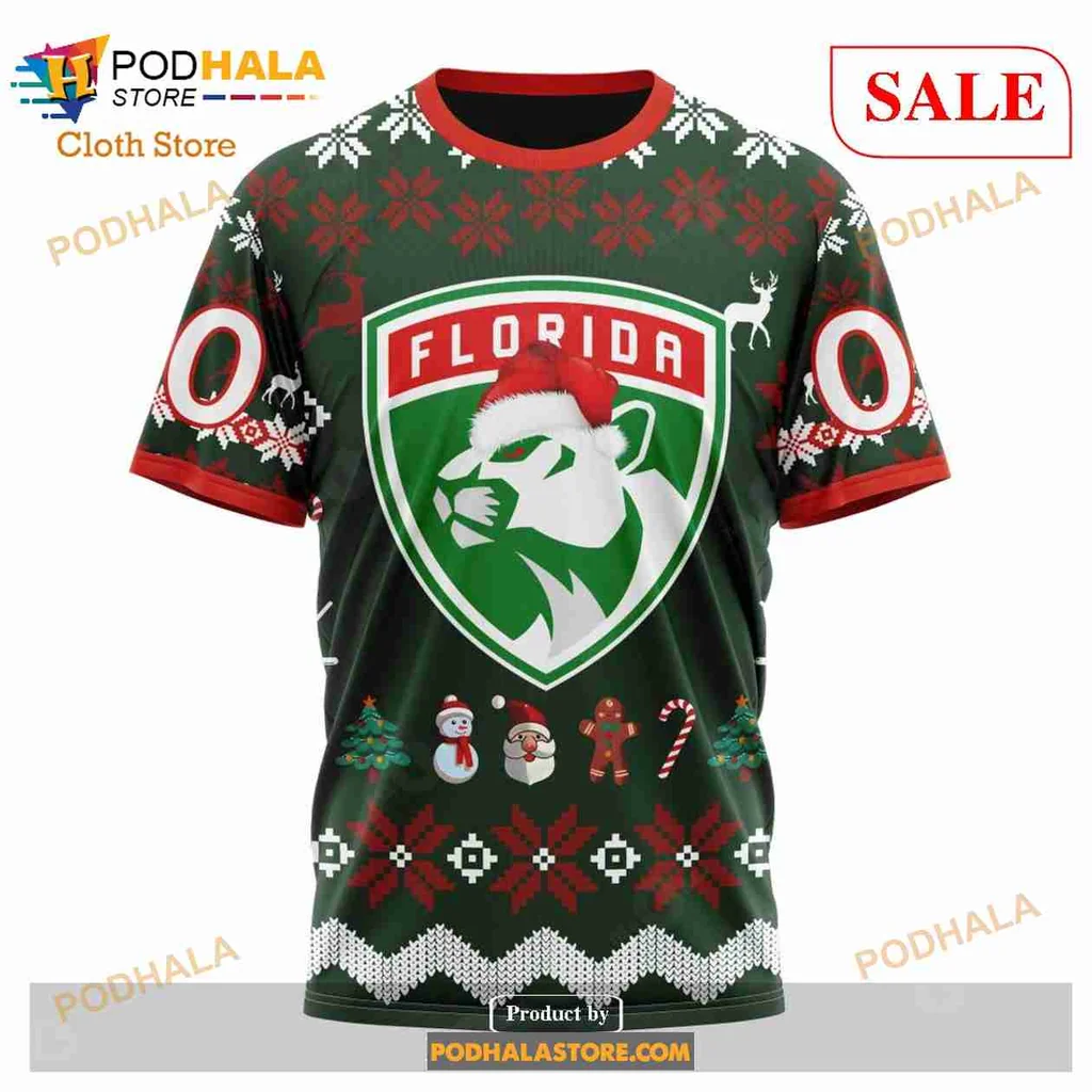 Festive Florida Panthers 3d Hoodie With Holiday Design Elements - Product View 6 Festive Florida Panthers 3d Hoodie With Holiday Design Elements - Product View 6