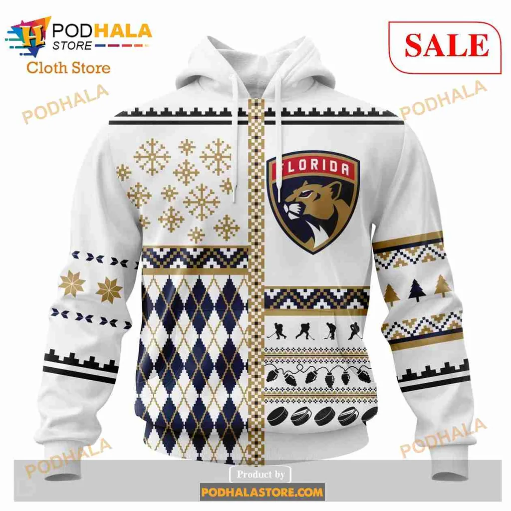 Festive Florida Panthers 3d Hoodie With Vibrant Holiday Design