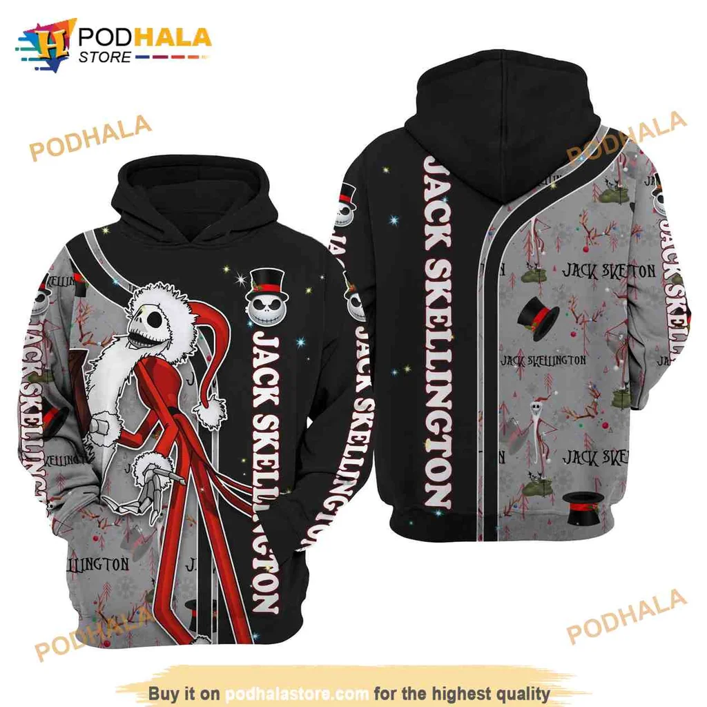 Festive Jack Skellington 3d Hoodie With Whimsical Christmas Design