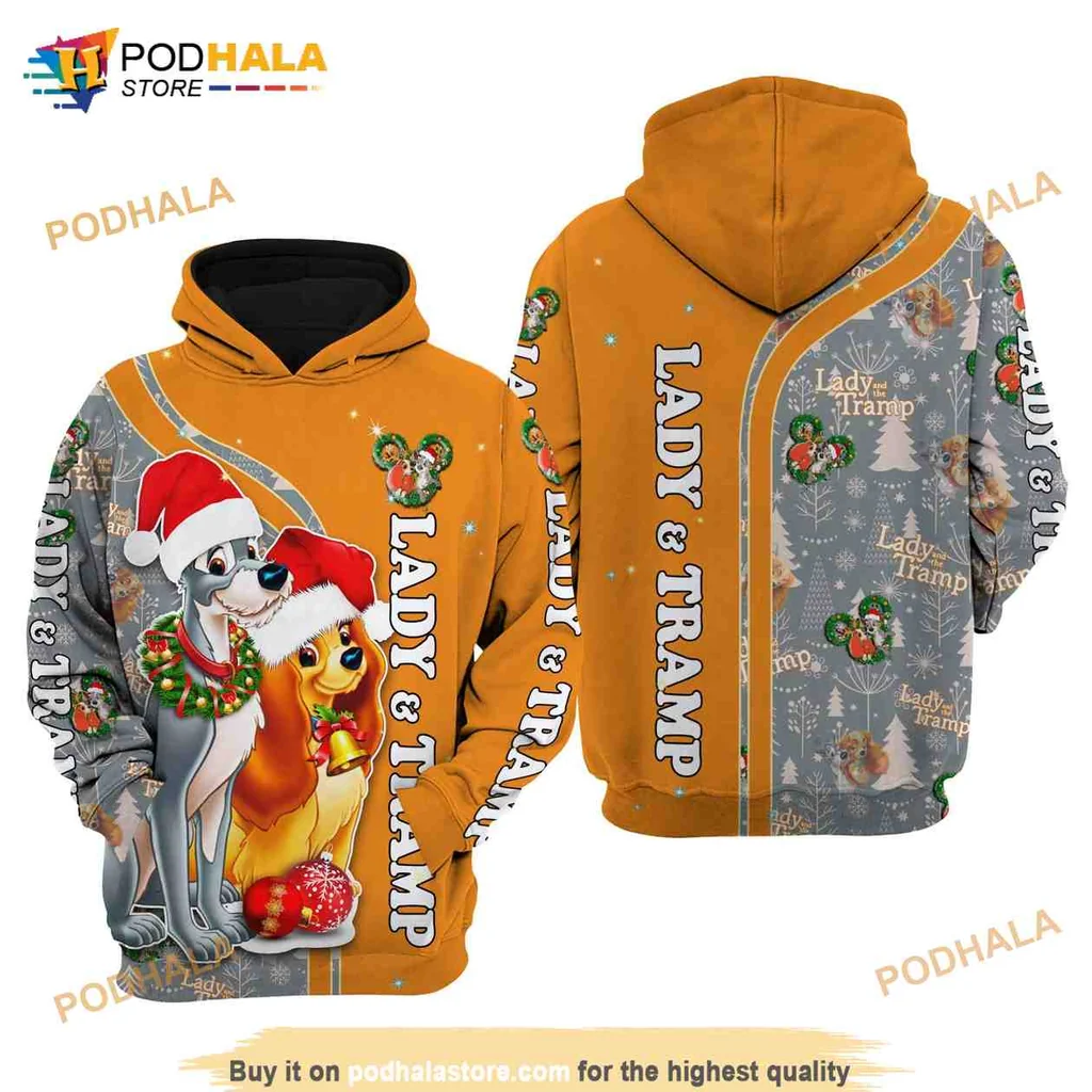 Festive Lady And The Tramp 3d Hoodie Featuring Holiday Cheerful Design