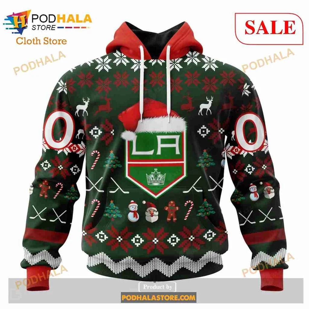 Festive Los Angeles Kings 3d Hoodie With Christmas Graphics
