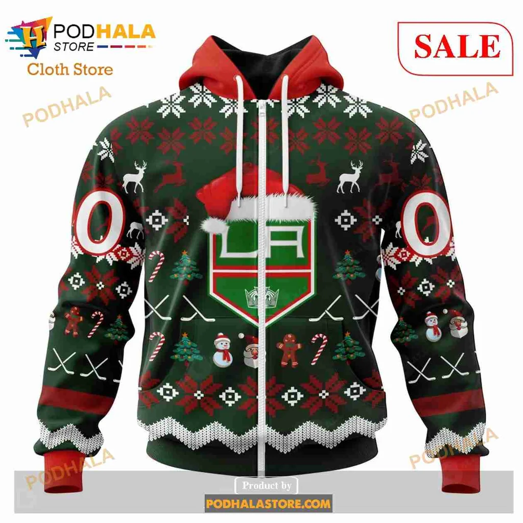 Festive Los Angeles Kings All Over Print Hoodie With Christmas Graphics Festive Los Angeles Kings All Over Print Hoodie With Christmas Graphics