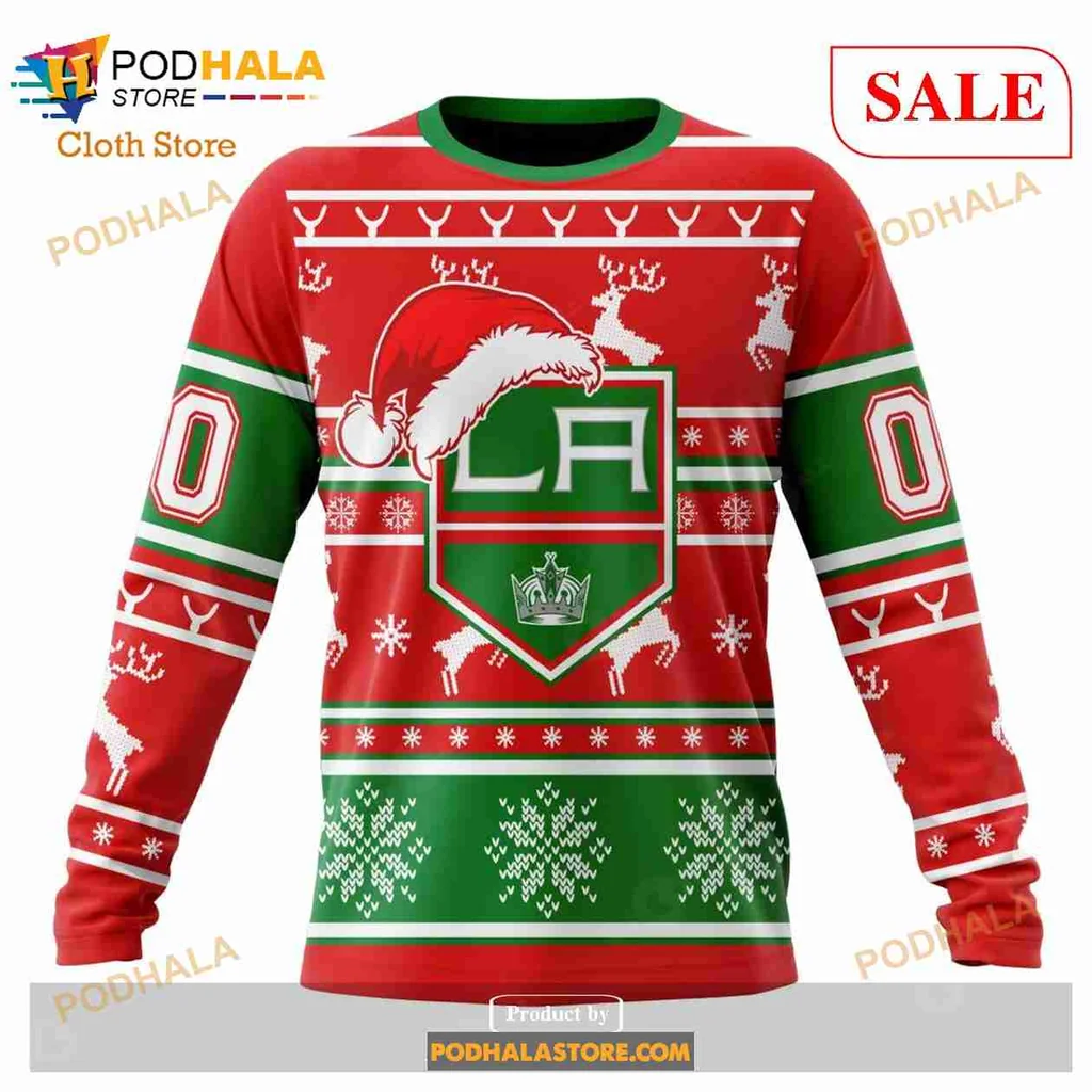 Festive Los Angeles Kings 3D Print Hoodie With Christmas Santa Hat Design Festive Los Angeles Kings 3D Print Hoodie With Christmas Santa Hat Design