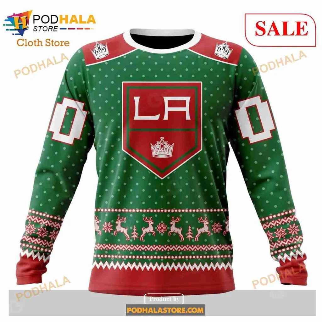 Festive Los Angeles Kings 3D Print Hoodie With Holiday Design And Crown Festive Los Angeles Kings 3D Print Hoodie With Holiday Design And Crown