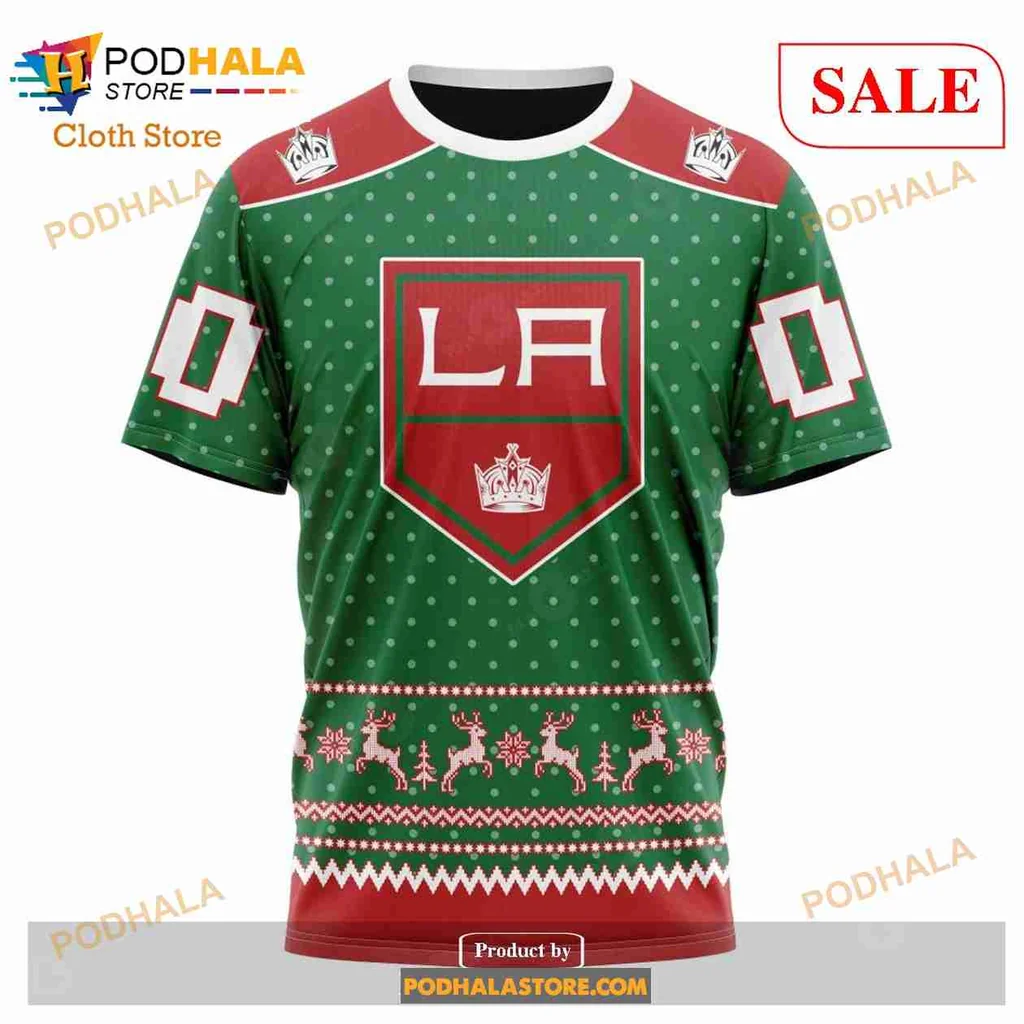 Festive Los Angeles Kings 3d Hoodie With Holiday Design And Crown - Product View 6 Festive Los Angeles Kings 3d Hoodie With Holiday Design And Crown - Product View 6