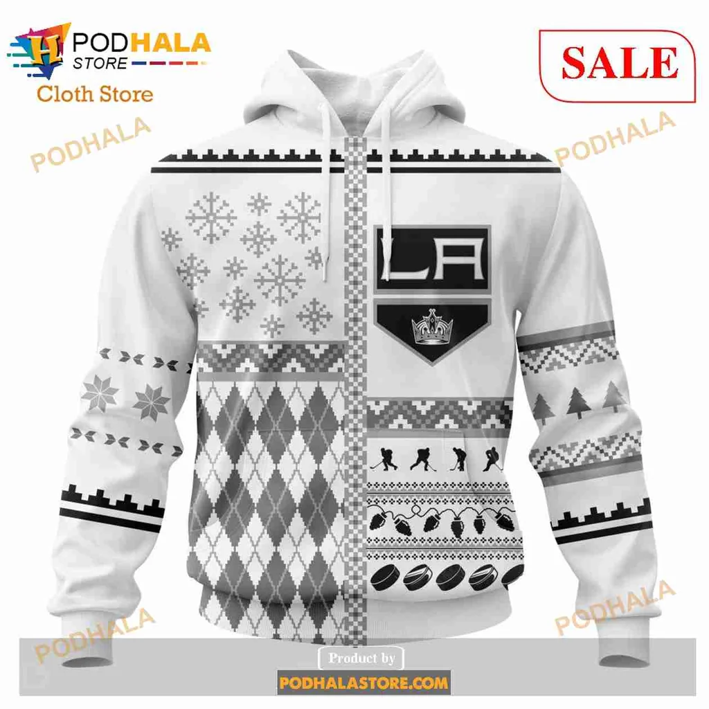 Festive Los Angeles Kings 3d Hoodie With Holiday Design Elements