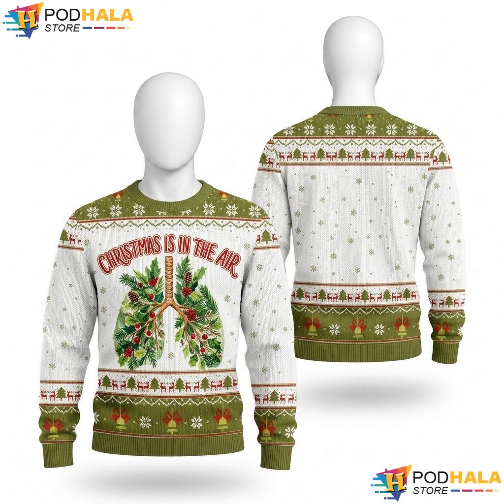 Festive Lungs Ugly Christmas Sweater Elf Costume Candy Cane Heart Top