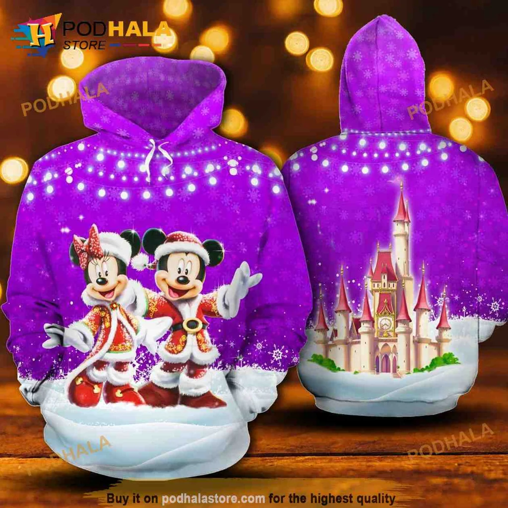 Festive Mickey Minnie Mouse Hoodie With Cheerful Christmas Design