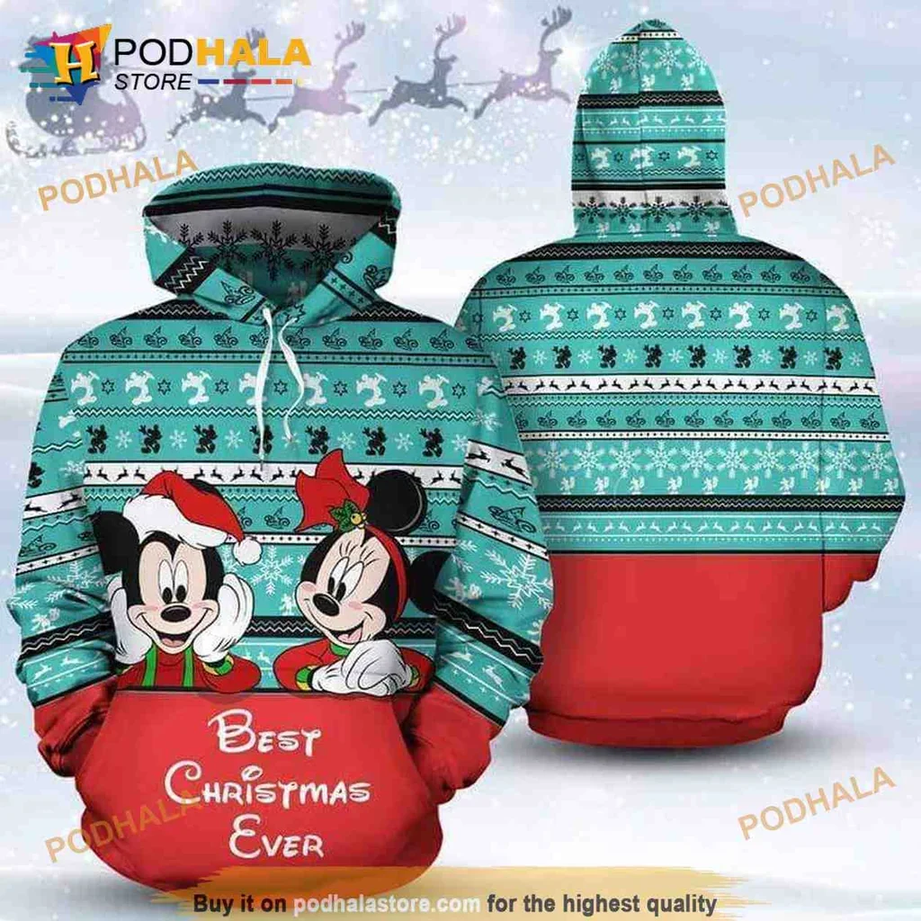Festive Mickey Mouse Christmas 3d Hoodie Featuring Best Christmas Ever Design