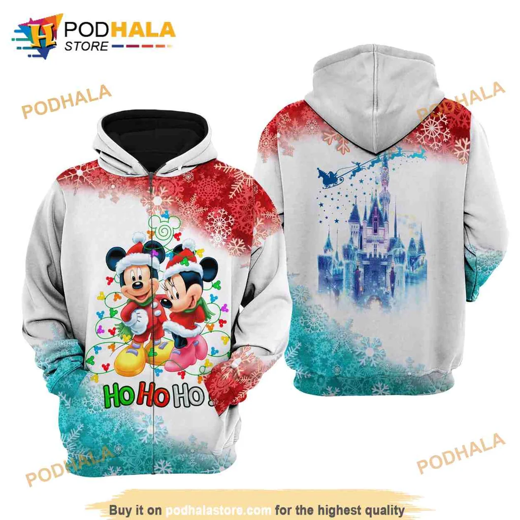 Festive Mickey Mouse Christmas Hoodie Featuring Ho Ho Ho Design