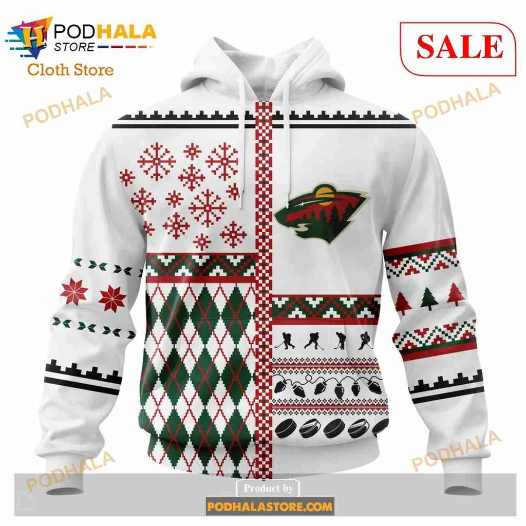 Festive Minnesota Wild Christmas Hoodie With Vibrant Holiday Design