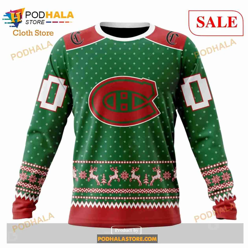 Festive Montreal Canadiens 3D Print Hoodie, Cheerful Holiday Design With Reindeer And Snowflakes Festive Montreal Canadiens 3D Print Hoodie, Cheerful Holiday Design With Reindeer And Snowflakes