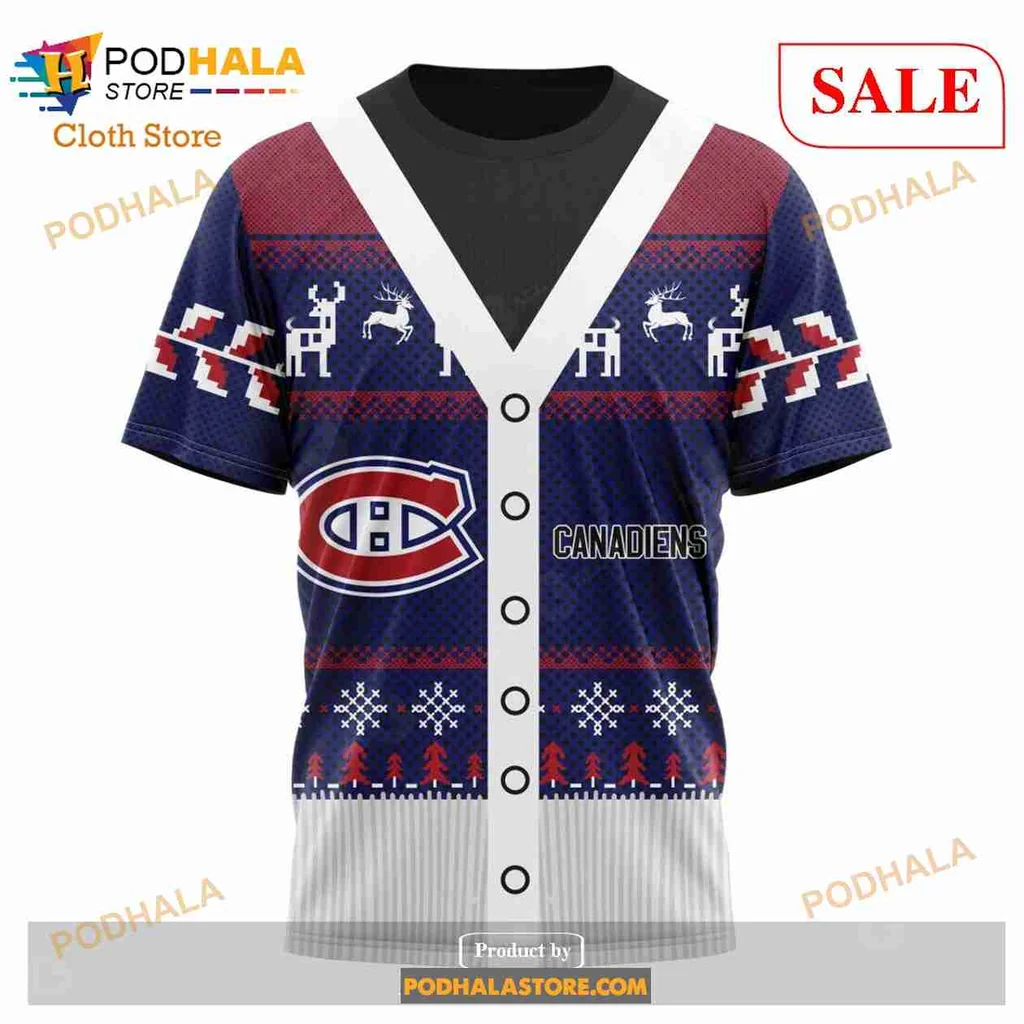 Festive Montreal Canadiens 3d Hoodie With Holiday Design Elements - Product View 6 Festive Montreal Canadiens 3d Hoodie With Holiday Design Elements - Product View 6