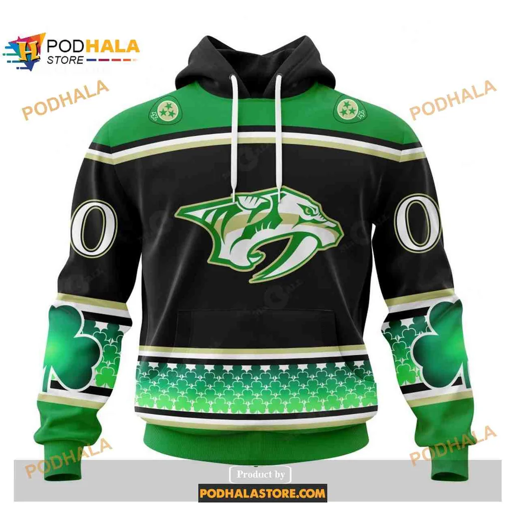 Festive Nashville Predators 3d Hoodie With Bold Green And Black Design