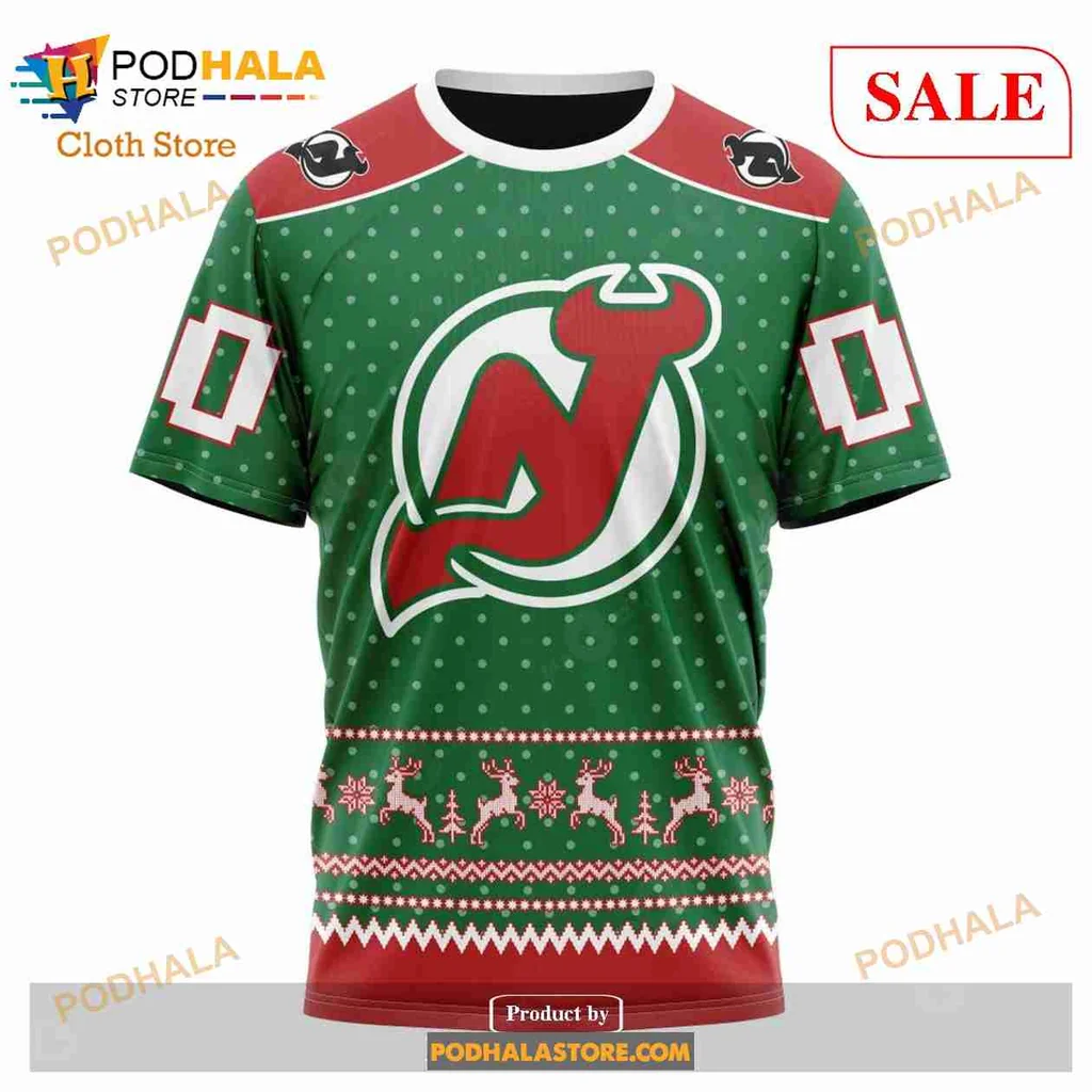 Festive New Jersey Devils 3d Hoodie With Holiday Snowflakes And Reindeer - Product View 6 Festive New Jersey Devils 3d Hoodie With Holiday Snowflakes And Reindeer - Product View 6