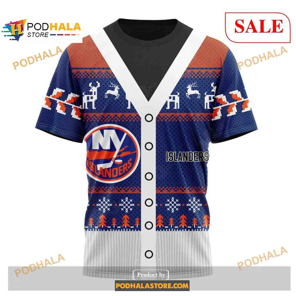 Festive New York Islanders AOP Hoodie With Christmas Sweater Design Festive New York Islanders AOP Hoodie With Christmas Sweater Design