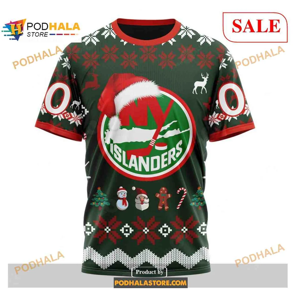 Festive New York Islanders AOP Hoodie With Holiday Design Festive New York Islanders AOP Hoodie With Holiday Design