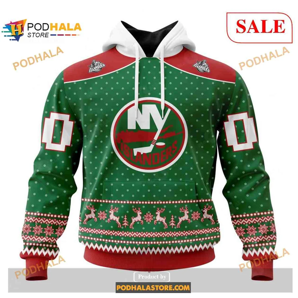 Festive New York Islanders 3d Hoodie With Holiday Emblem And Pattern