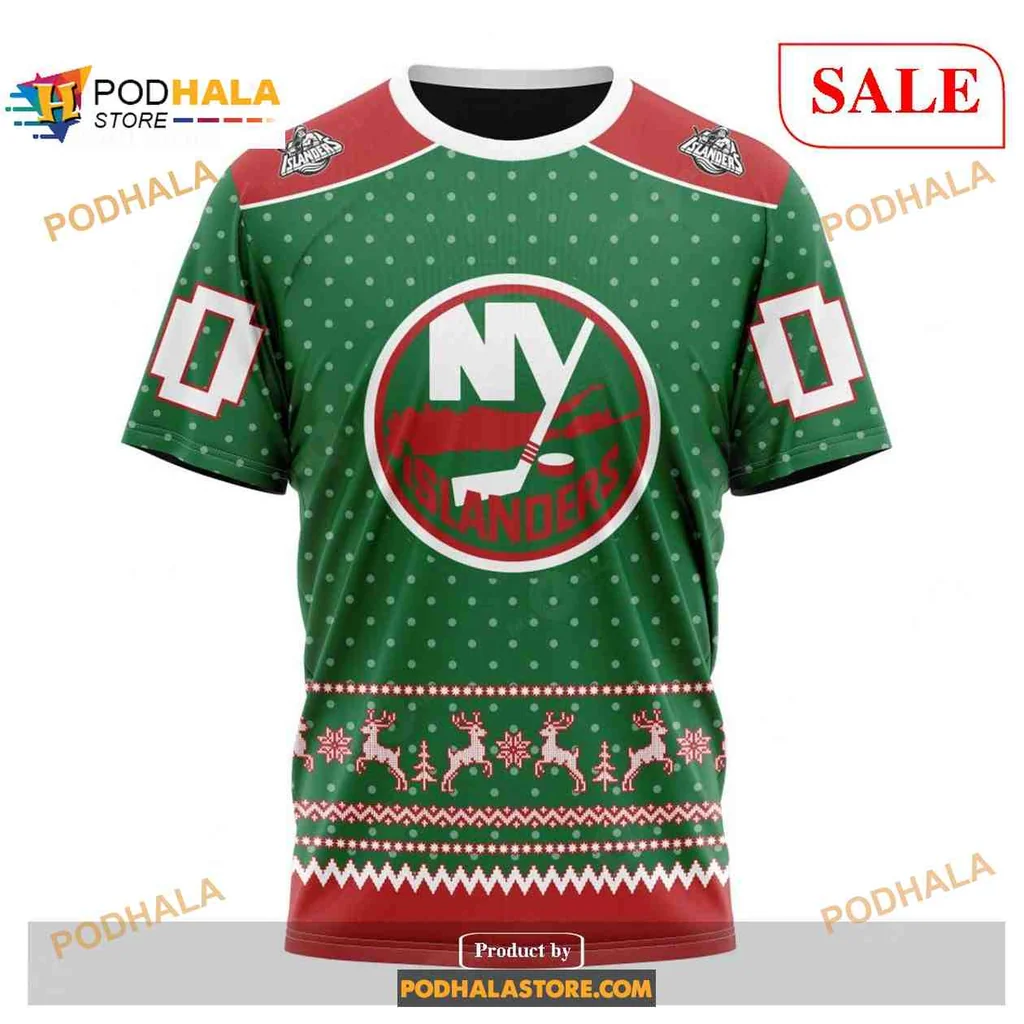 Festive New York Islanders AOP Hoodie With Holiday Emblem And Pattern Festive New York Islanders AOP Hoodie With Holiday Emblem And Pattern