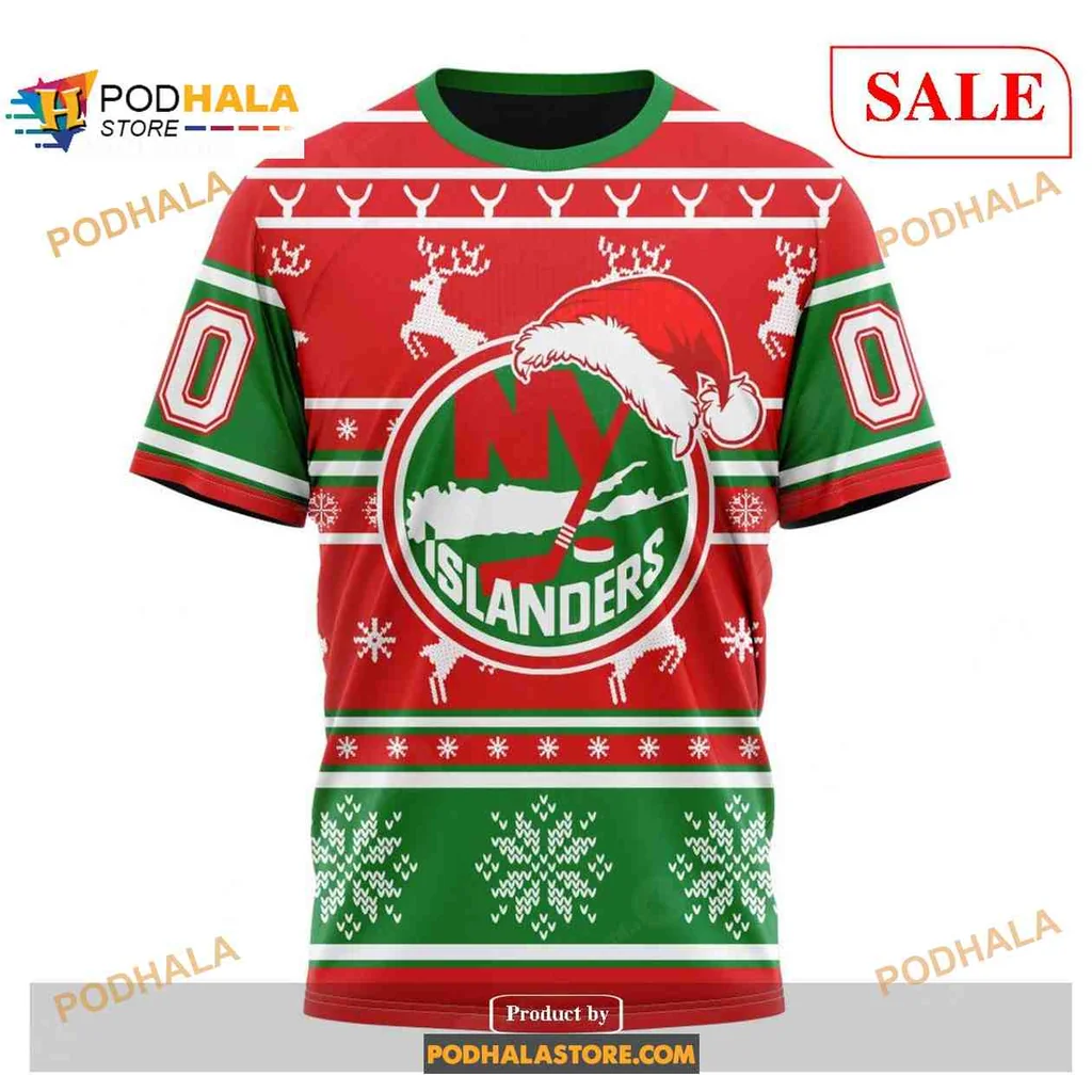 Festive New York Islanders AOP Hoodie With Holiday Snowflake Design Festive New York Islanders AOP Hoodie With Holiday Snowflake Design