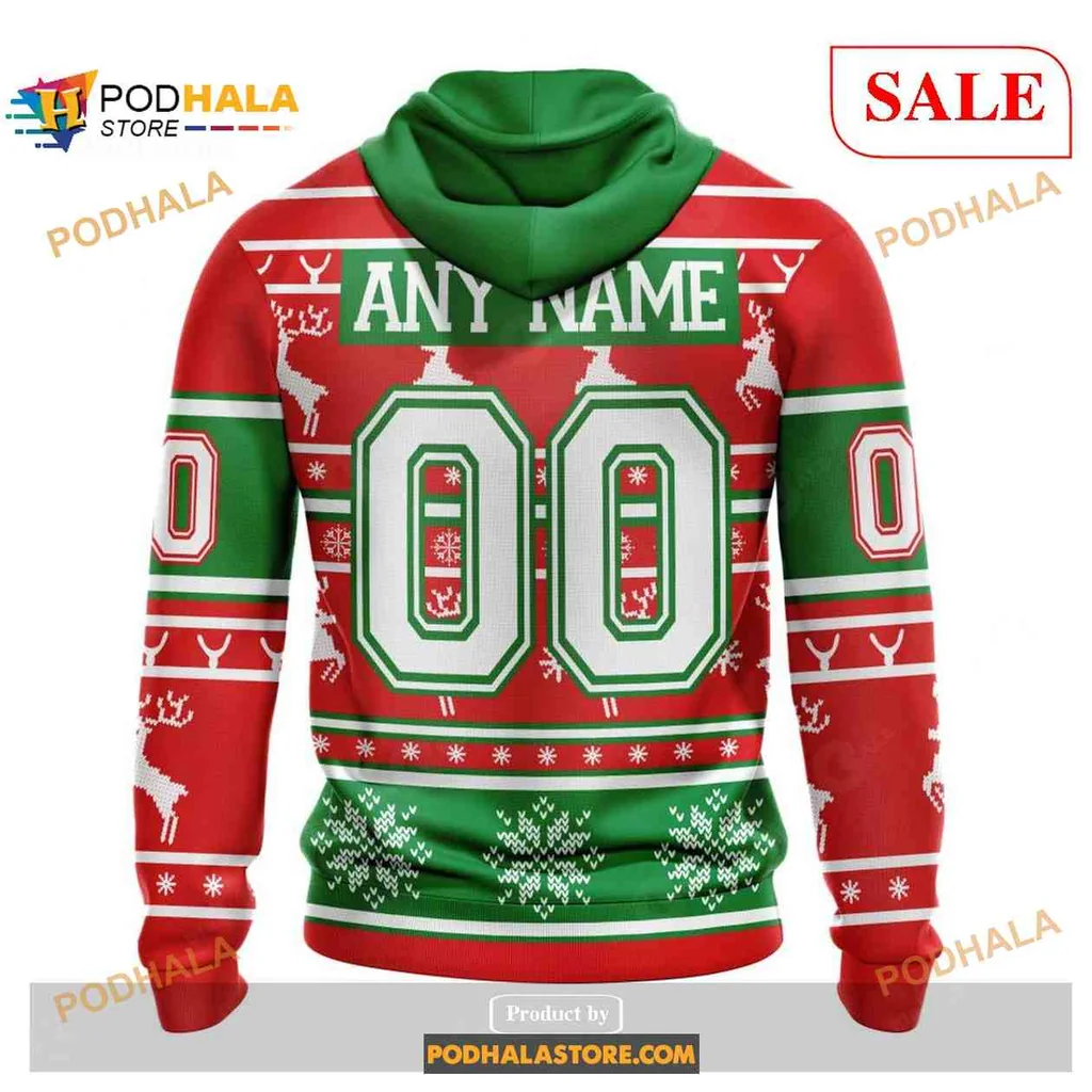 Festive New York Rangers Hoodie, Cheerful 3d Design With Snowflakes - View 1 Festive New York Rangers Hoodie, Cheerful 3d Design With Snowflakes - View 1