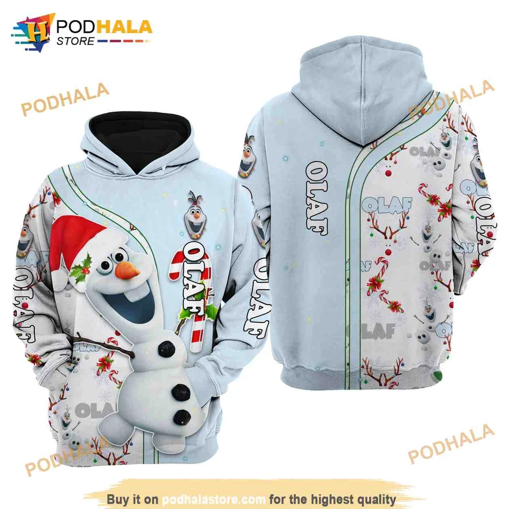 Festive Olaf Snowman 3d Hoodie With Santa Hat And Holiday Elements