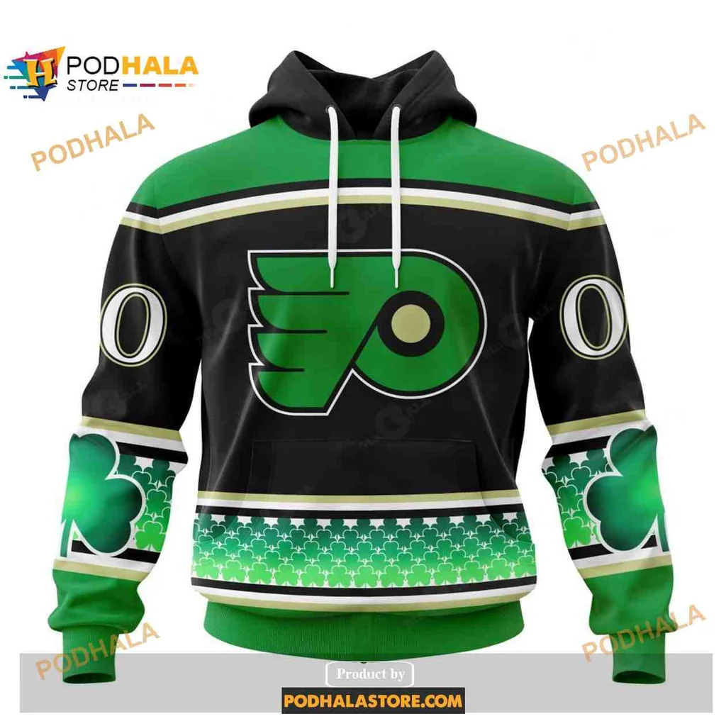 Festive Philadelphia Flyers 3d Hoodie With Shamrock Design For St Patricks Day
