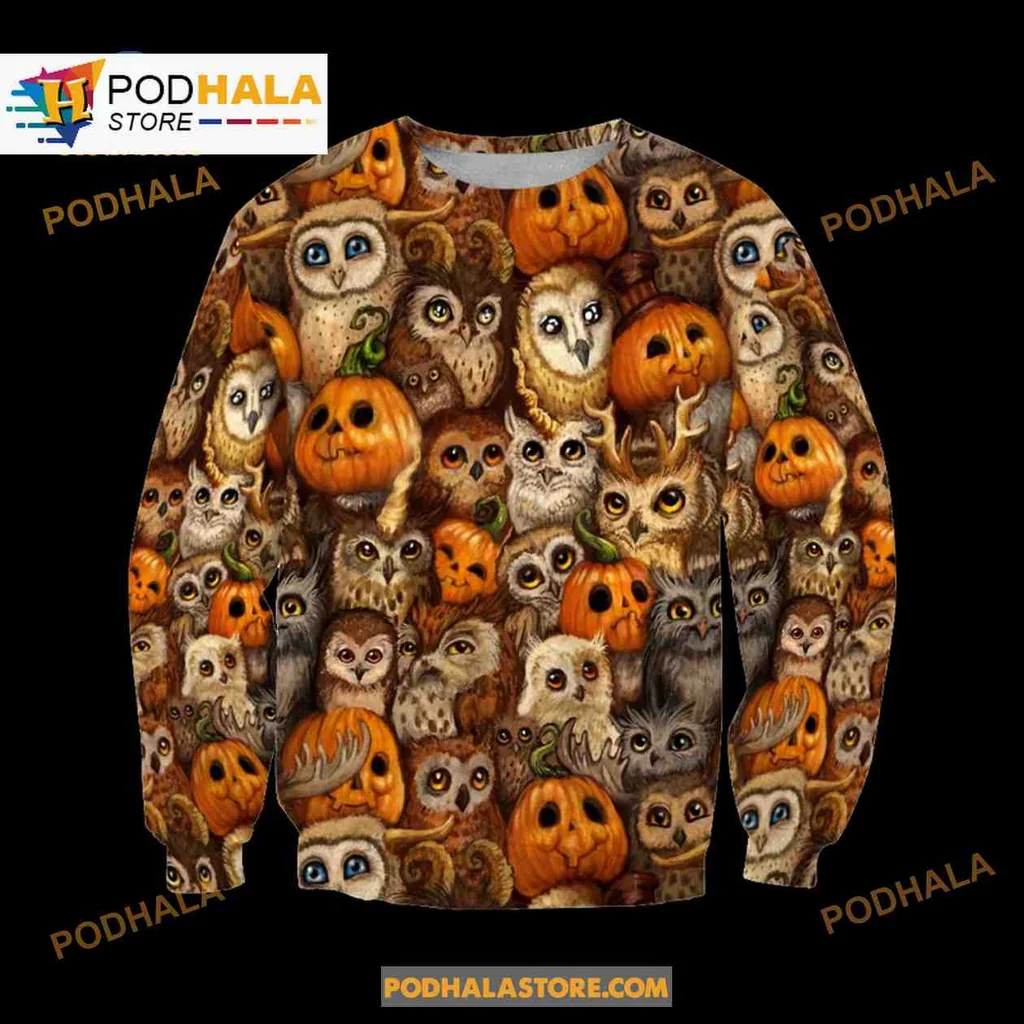 Festive Pumpkin Owl All Over Print Hoodie For Halloween Fun Festive Pumpkin Owl All Over Print Hoodie For Halloween Fun