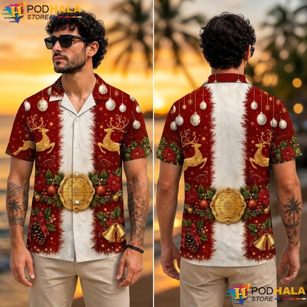 Festive Reindeer Christmas Aloha Shirt Cheerful Holiday Party Apparel Festive Reindeer Christmas Aloha Shirt Cheerful Holiday Party Apparel
