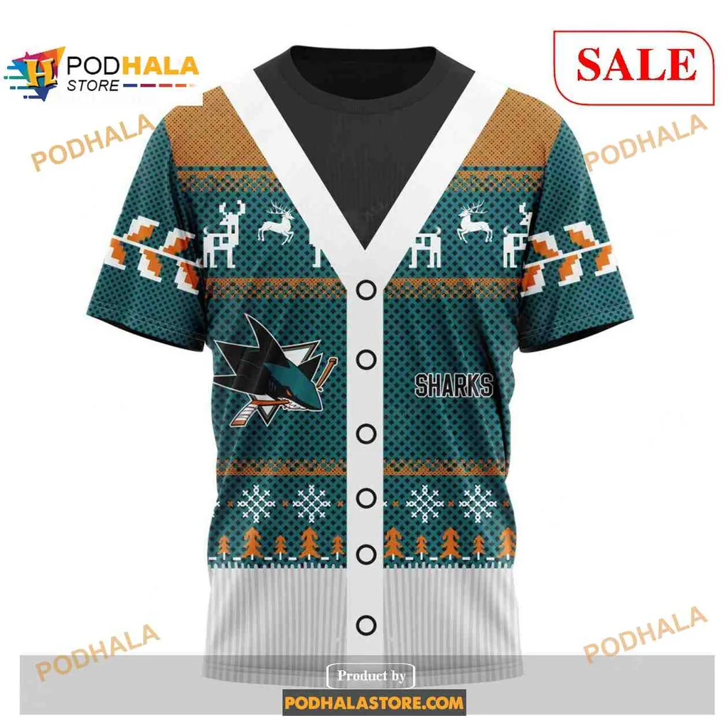 Festive San Jose Sharks Hoodie, Christmas 3d Design For Hockey Fans - View 2 Festive San Jose Sharks Hoodie, Christmas 3d Design For Hockey Fans - View 2