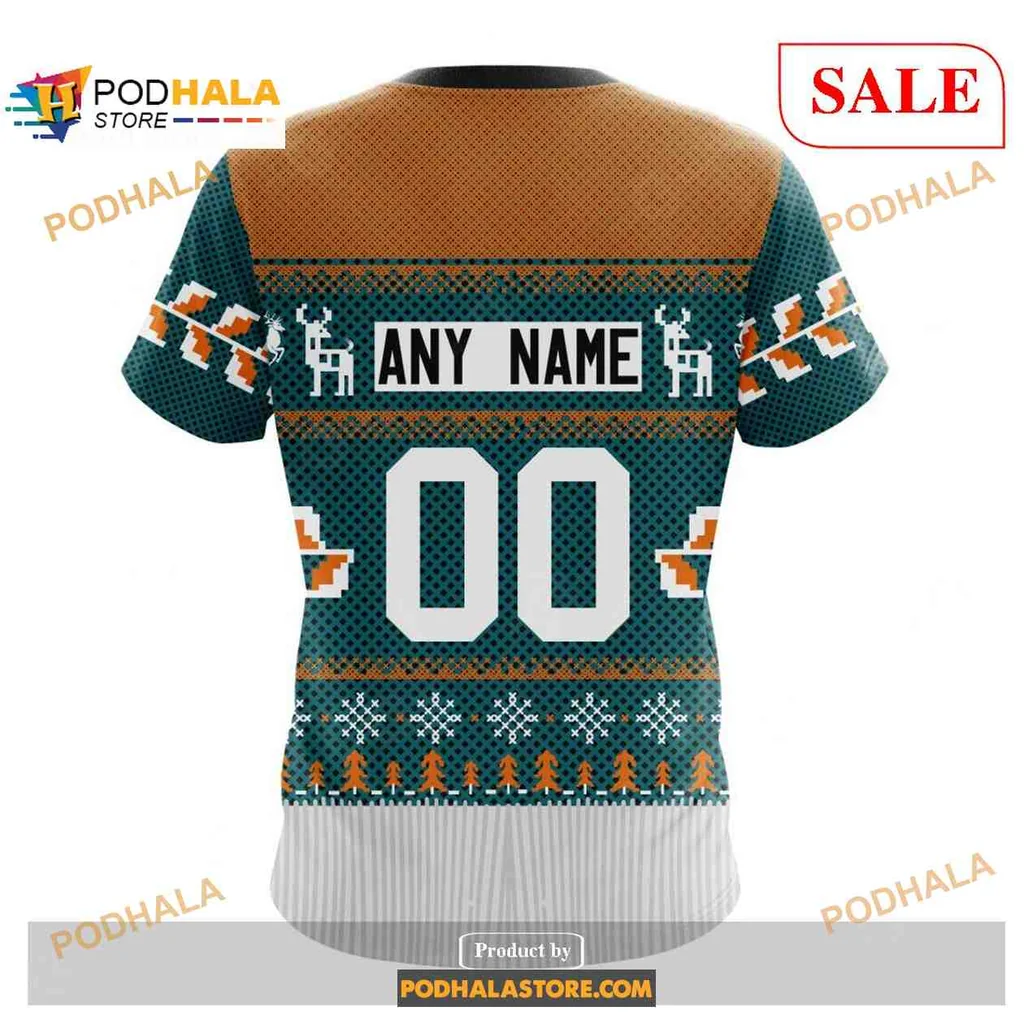 Festive San Jose Sharks Hoodie, Christmas 3d Design For Hockey Fans - View 3 Festive San Jose Sharks Hoodie, Christmas 3d Design For Hockey Fans - View 3