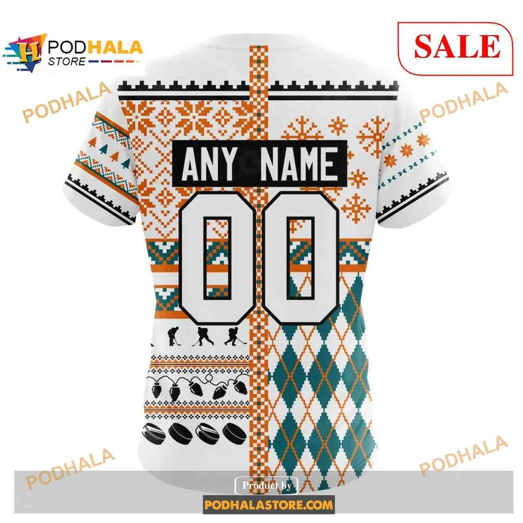 Festive San Jose Sharks Hoodie With Vibrant 3d Holiday Design - View 3 Festive San Jose Sharks Hoodie With Vibrant 3d Holiday Design - View 3