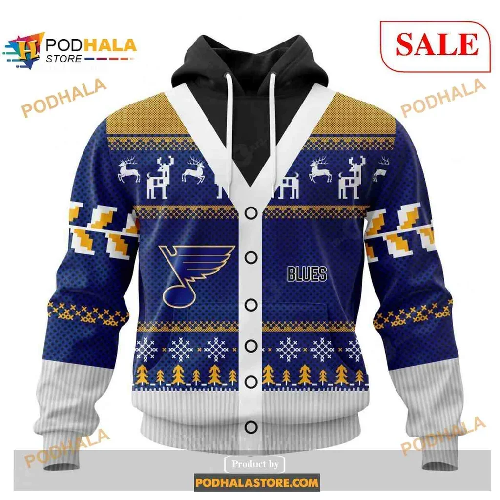 Festive St Louis Blues 3d Hoodie With Cheerful Holiday Design