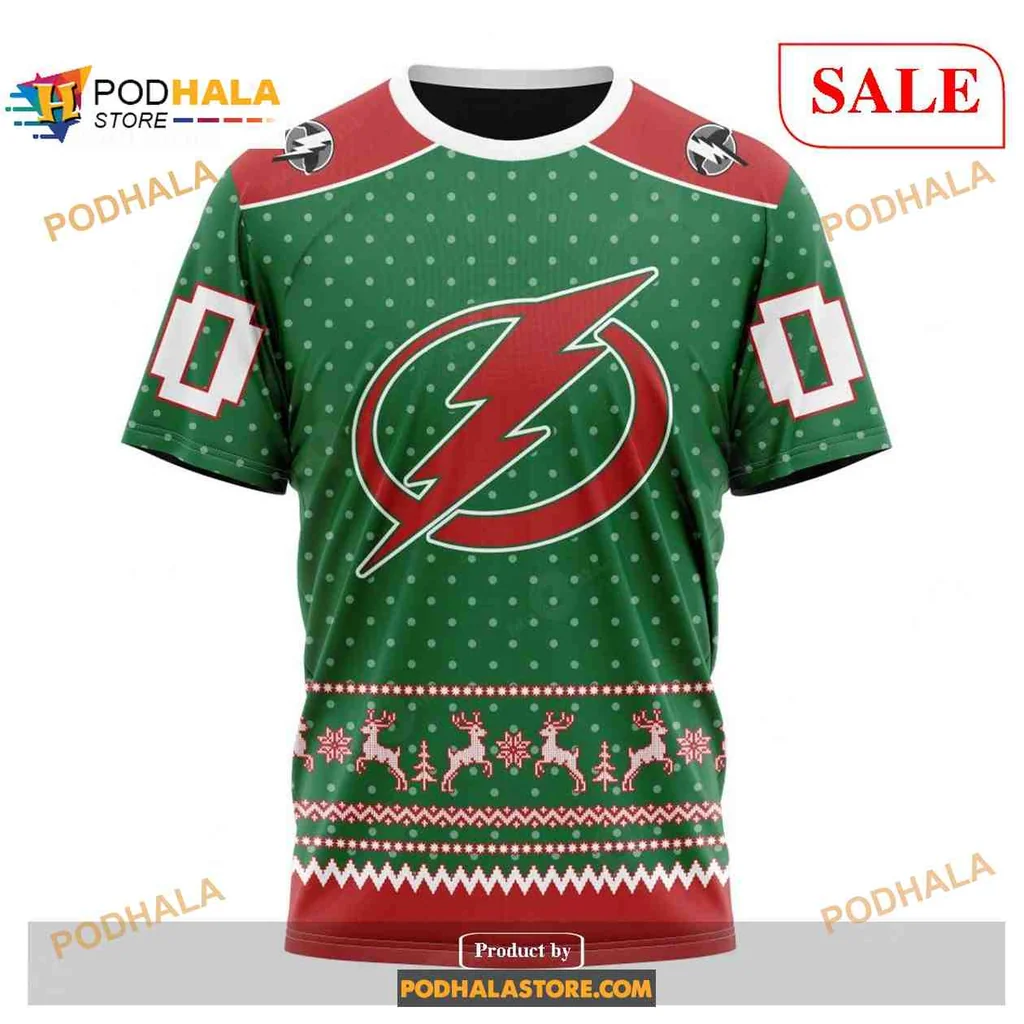 Festive Tampa Bay Lightning Hoodie With Christmas Lightning Bolt Design - View 2 Festive Tampa Bay Lightning Hoodie With Christmas Lightning Bolt Design - View 2