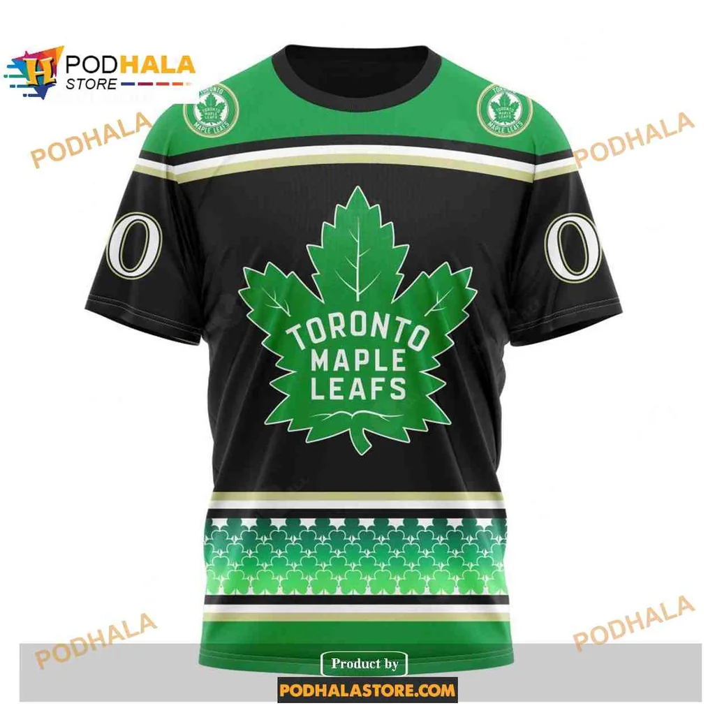 Festive Toronto Maple Leafs AOP Hoodie With Bold Green Maple Leaf Design Festive Toronto Maple Leafs AOP Hoodie With Bold Green Maple Leaf Design