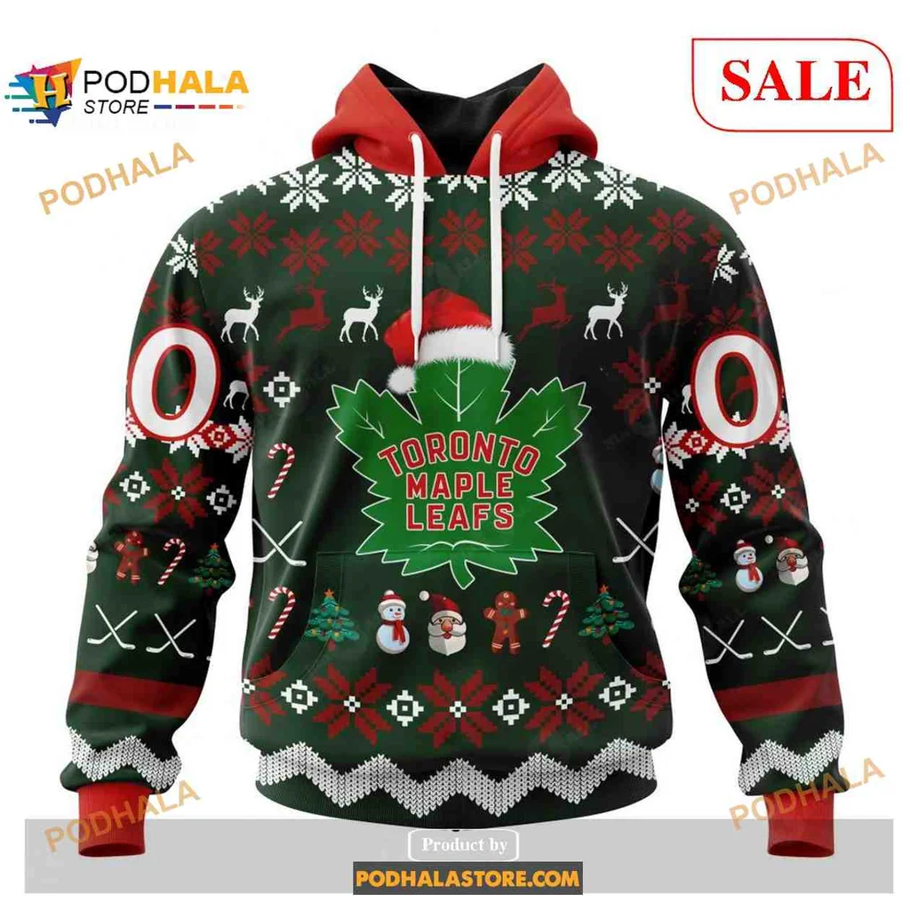 Festive Toronto Maple Leafs 3d Hoodie With Christmas Snowflake Design