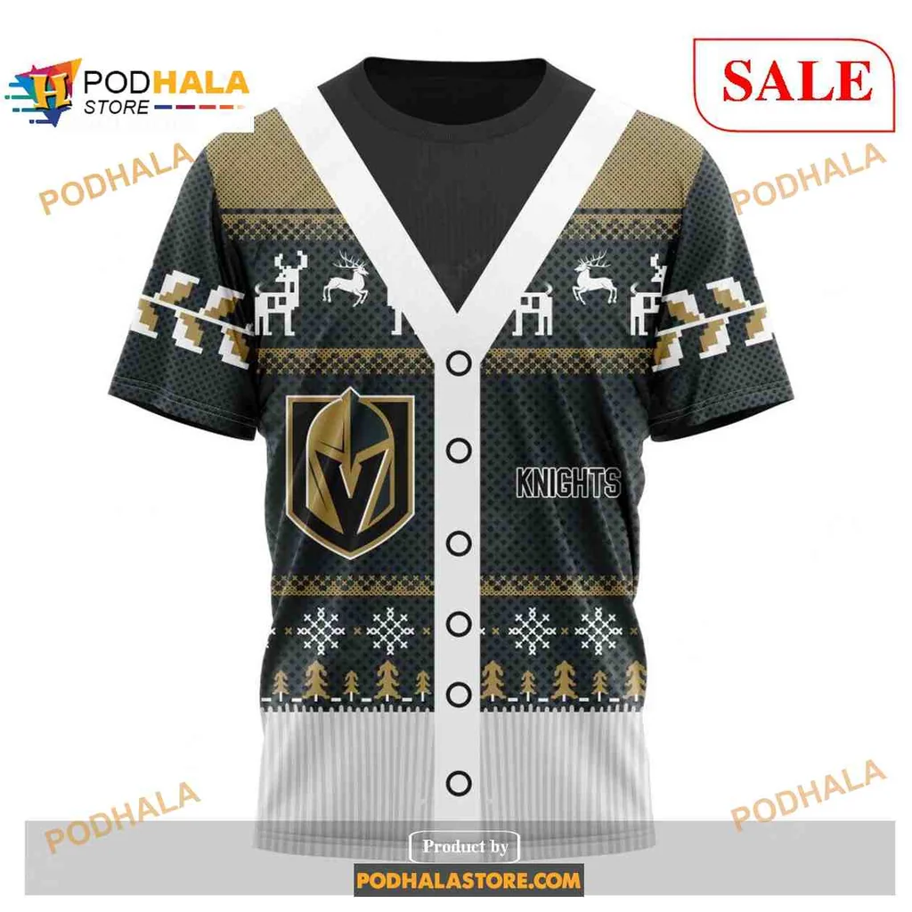 Festive Vegas Golden Knights AOP Hoodie, Cheerful Holiday Design With Logo Festive Vegas Golden Knights AOP Hoodie, Cheerful Holiday Design With Logo