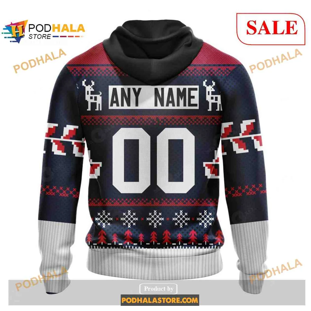 Festive Washington Capitals All Over Print Hoodie With Christmas Design Elements Festive Washington Capitals All Over Print Hoodie With Christmas Design Elements