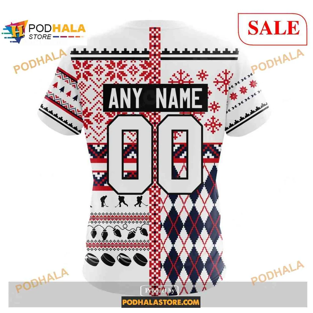 Festive Washington Capitals Christmas Hoodie With Holiday Patterns And Hockey Symbols - View 3 Festive Washington Capitals Christmas Hoodie With Holiday Patterns And Hockey Symbols - View 3
