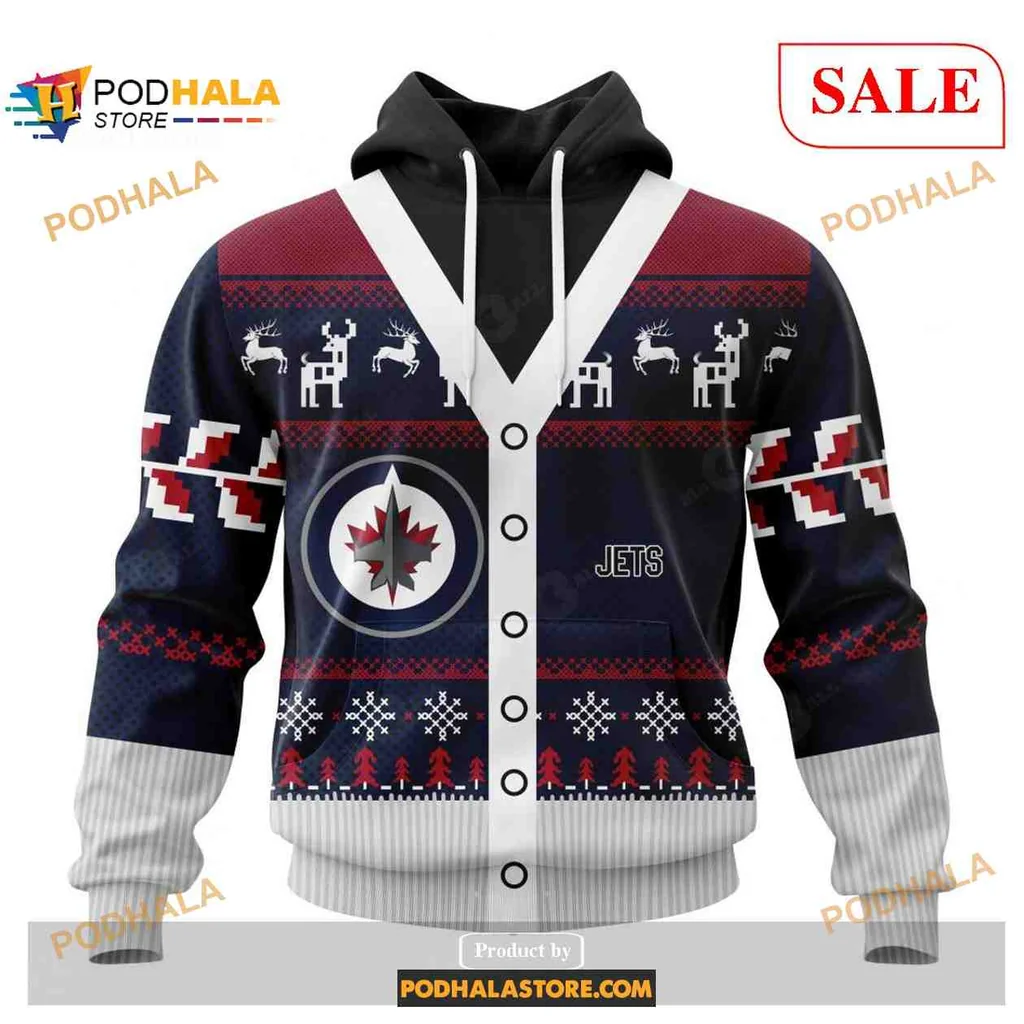 Festive Winnipeg Jets 3d Hoodie With Christmas Sweater Design