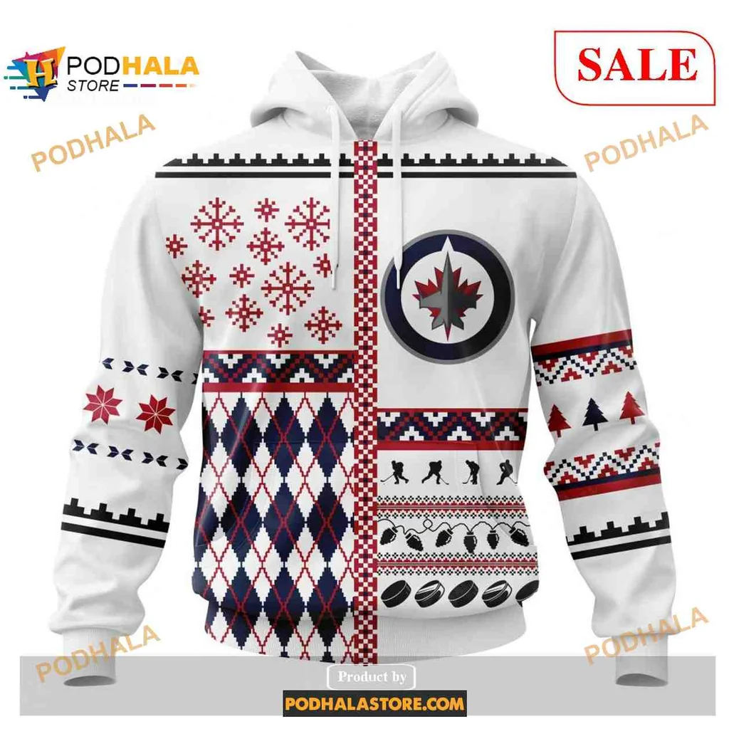 Festive Winnipeg Jets 3d Hoodie With Vibrant Holiday Patterns And Team Emblem