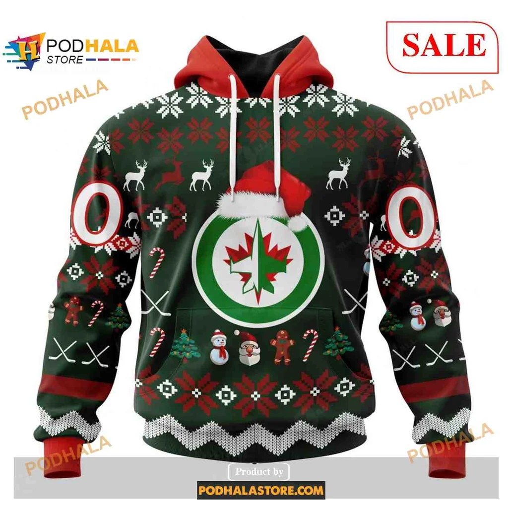 Festive Winnipeg Jets Holiday Hoodie With Christmas Graphics