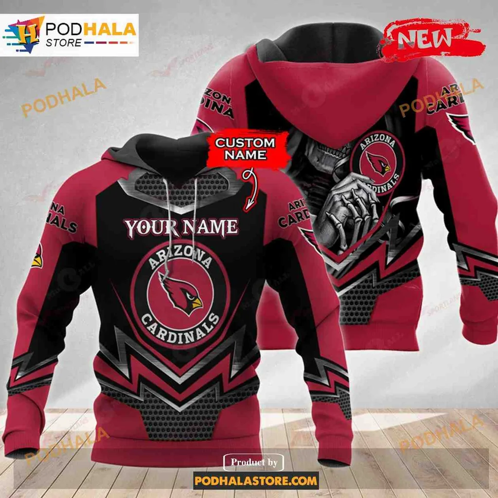 Fierce Arizona Cardinals Skull 3d Hoodie With Bold Team Colors