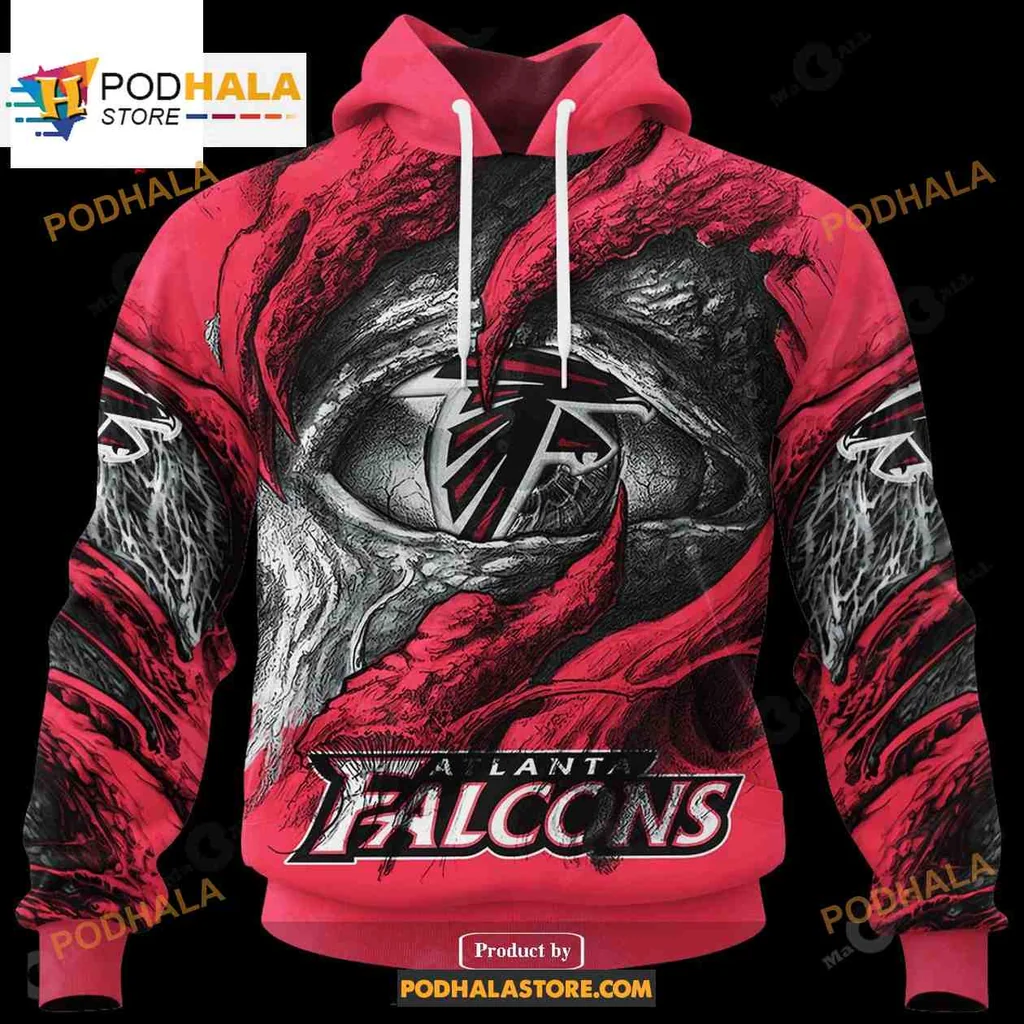 Fierce Atlanta Falcons 3d Hoodie, Striking Red And Black Demon Eye Design